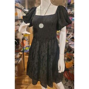 Unbranded Little Black Dress, Etched Fabric, Square Neckline,  Size Large